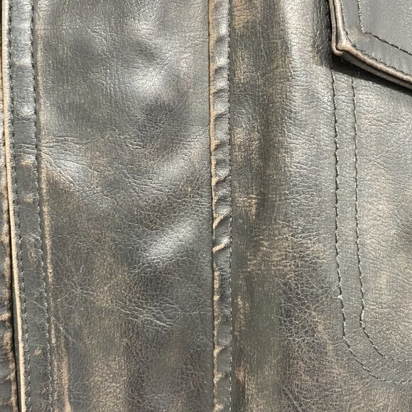Levi's Faux Leather Distressed Aviator Jacket Pockets Vent Brown Size X Large XL - Picture 7 of 16